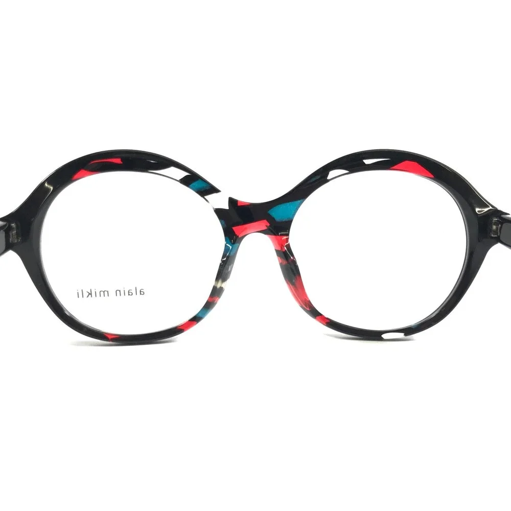 Alain Mikli Eyeglasses Frames Floretta A03118 004 Red Teal Stain Round 54-18-140